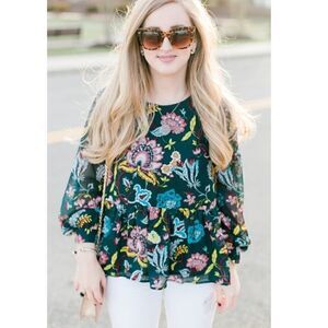 Loft Peplum Paisley Blouse Top Small Petite Floral 